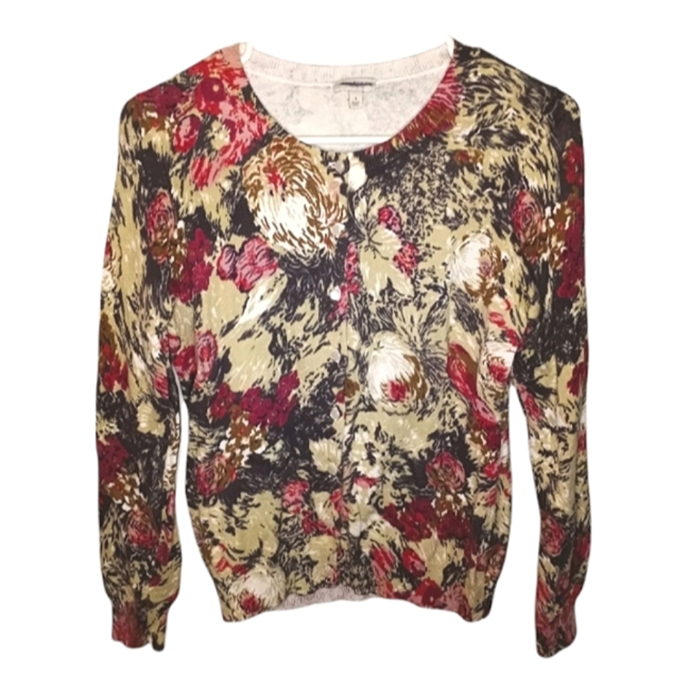 Talbots Floral Button Cardigan